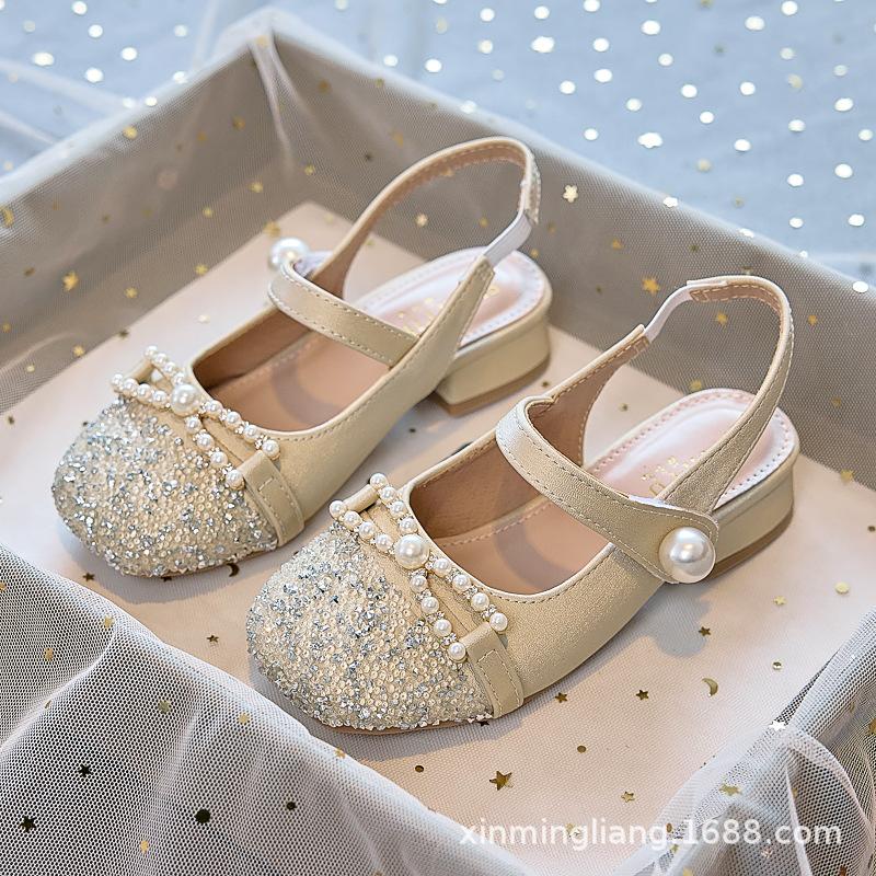 2025 New Girls High-heeled Princess Shoes Spring and Autumn Children's Leather Shoes with Dress Little Girl Mary Jane Fashion Sandals