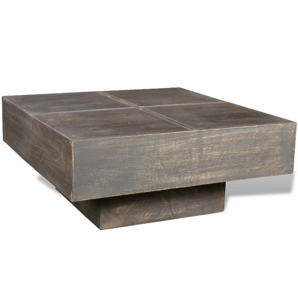 Solid Mango Wood Square Coffee Table, Dark Brown