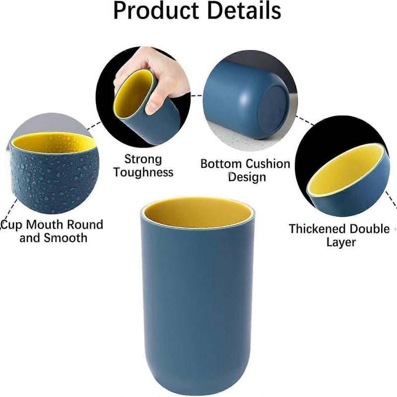 4 pièces Support de Brosse à Dents, Tasses en Plastique 330ml Réutilisables Lave-Vaisselle Sûr Gobelet Organisateur de Salle de Bain Rangement Pour Dentifrice