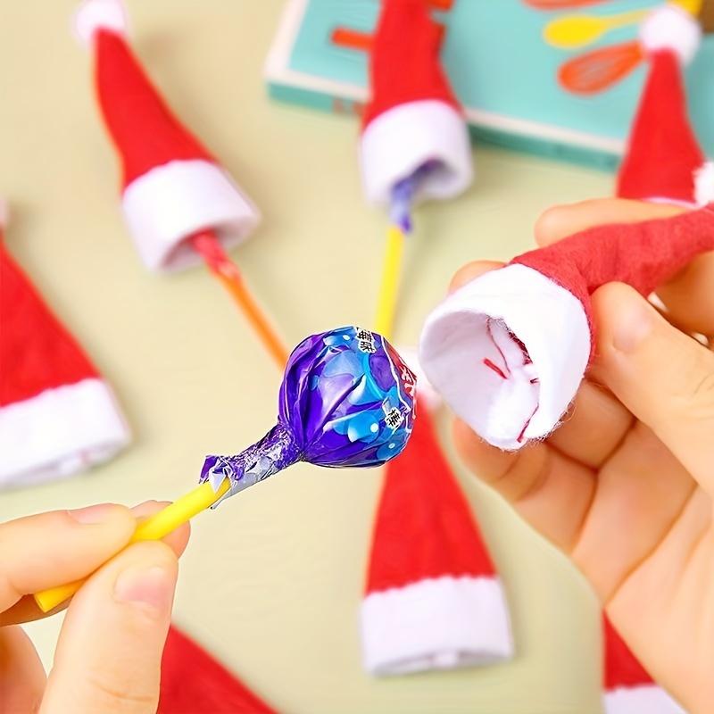 10/30/50pcs Mini Christmas Decor Hats Red Mini Christmas CapWine Bottle Santa Cap Cutlery Holder for New Year Decor Party Gifts