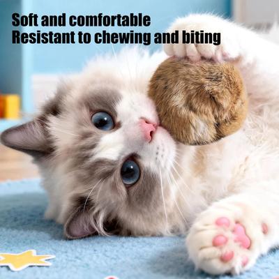 Yousheng Furry Ball Cat Toy Soft Fluffy Rabbit Fur Ball Washable Fun Cat Chasing Ball Bunny-Kick Toy for Indoor Cats Exercise Stimulates Hunting