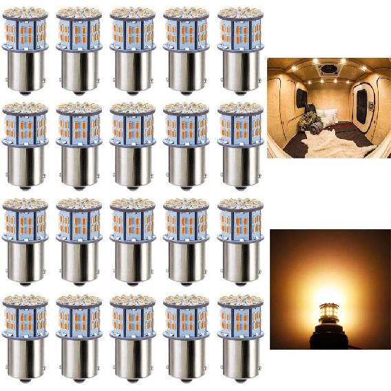 Antline 1156 1141 1003 7506 BA15S LED Bulbs Cool White 20-Packs, Super Bright 3014 50-SMD LED Replacement for 12 Volt RV Camper Trailer Boat Trunk
