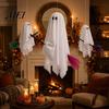 Hanging Ceiling Party Accents 3 Pcs Halloween Ghost Decorations, Spooky with Broom, Outdoor Seasonal Supplies Large Flying White for Tree Porch