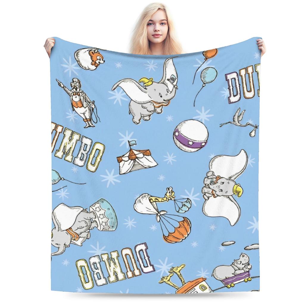 Dumbo Cartoon Blankets Velvet Spring Autumn The Flying Elephant Portable Warm Throw Blanket for Sofa Travel Plush Thin Quilt