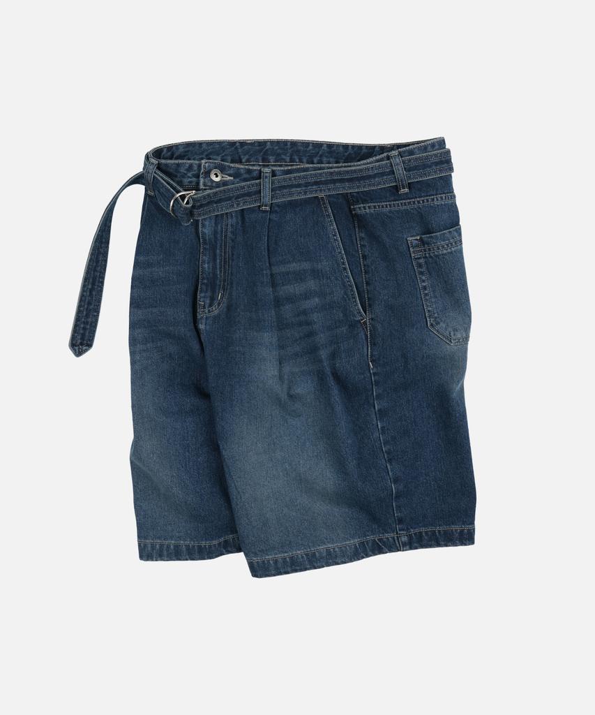 FRIZMWORKS Lyocell Belted Denim Shorts _ Mid Blue