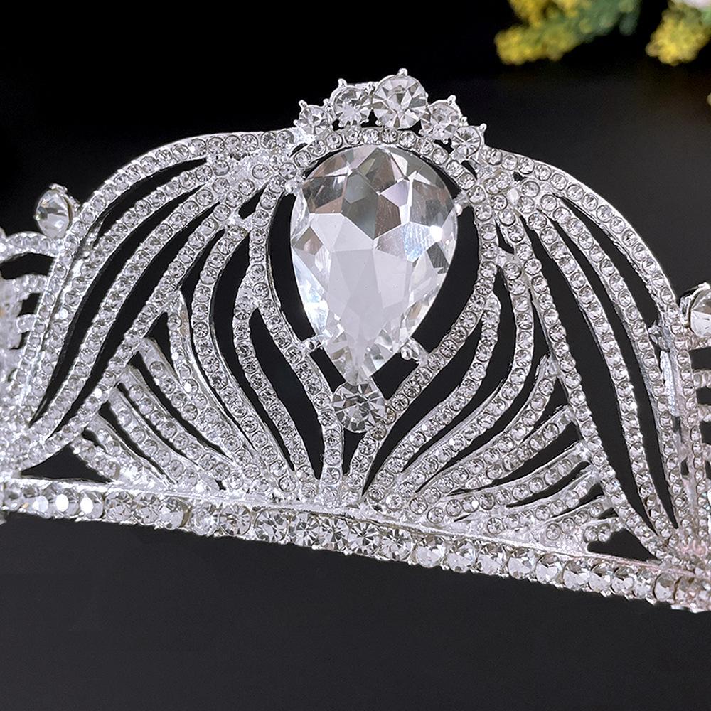 Catwalk Bridal Tiara Silver Large Rhinestone Crystal Bridal Crown Headband Wedding Hair Accessories Wedding Jewelry for Women