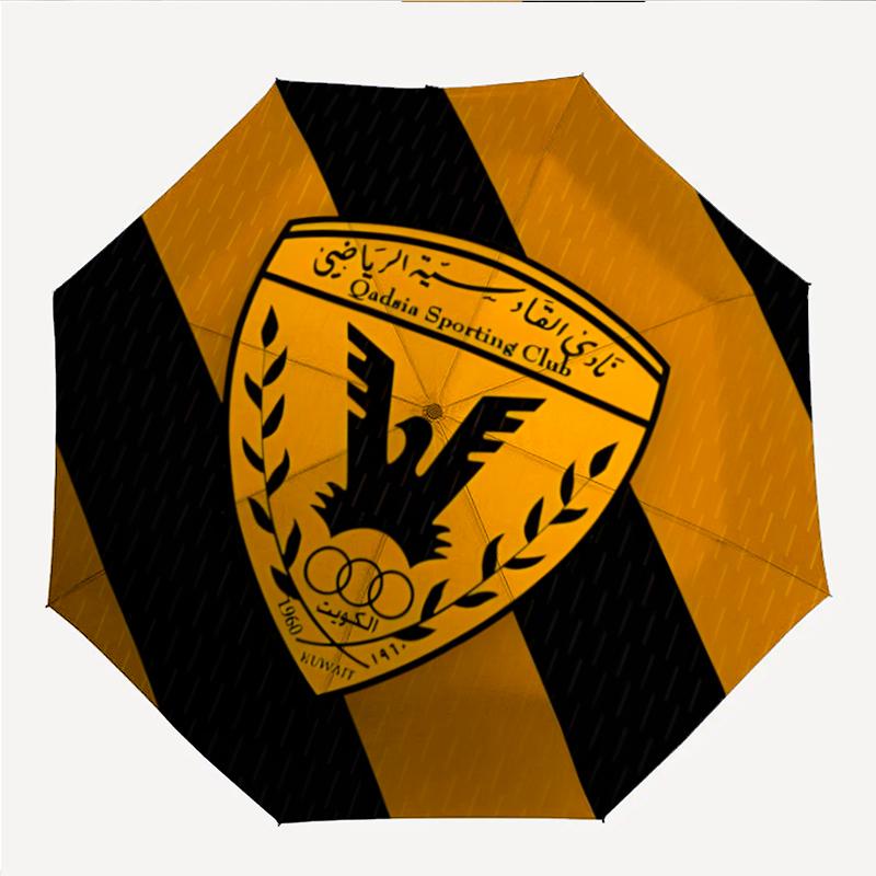 Qadsia Sporting Club Fashionable Automatic Opening/Closing Folding Umbrella. Portable and Foldable, Ideal for Gift, Travel, and Daily Use.