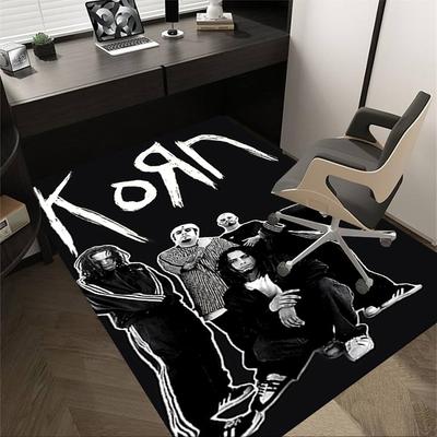 1pc Korn Band Home Office, Durable Polyester Floor Mat with Easy, Office Decor, Urban Style, Nonslip Backing, Highquality Fabric
