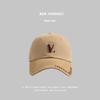 New V letter embroidered baseball cap women's wide brim versatile face small casual couple street racket cap