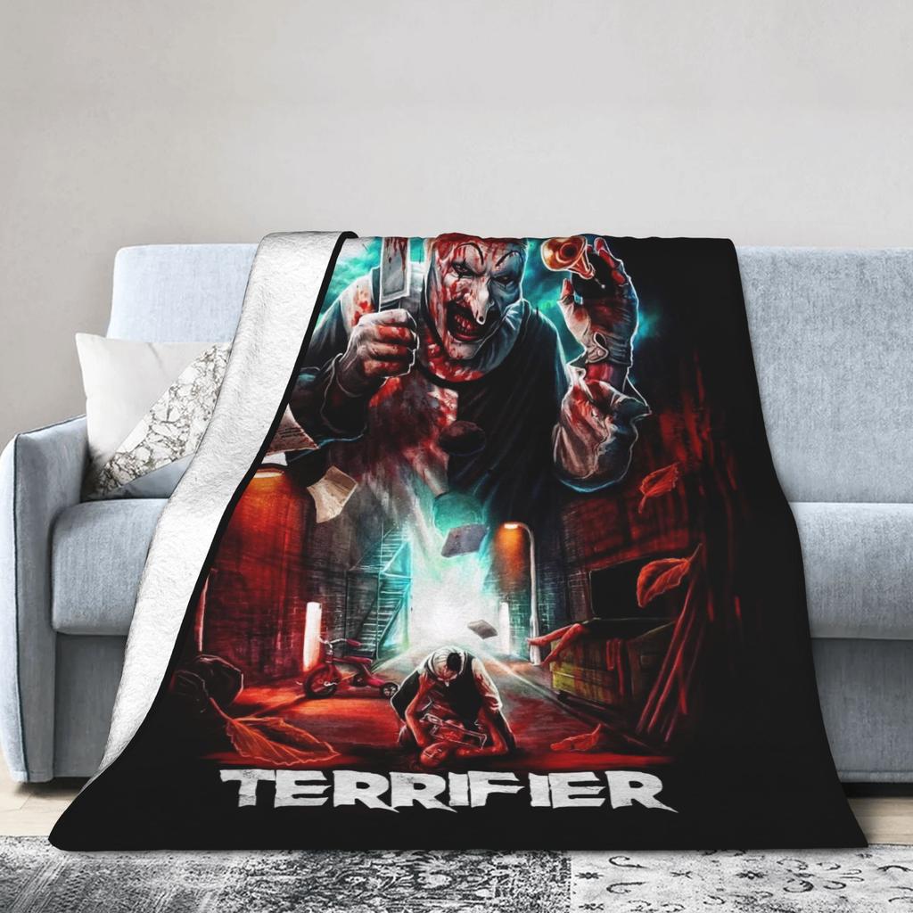 Terrifier Horror Film Blanket Quality Soft Warm Throw Blanket Winter Child Couch Chair Sofa Bed Novelty Bedspread