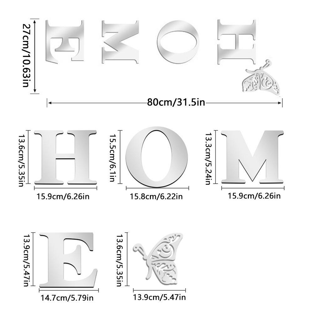 Fashion Home Logo 3D Mirror Wall Sticker Self-adhesive Peel and Stick Entrance Decoration Waterproof Home Decoration Room Decor