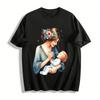 Warmes Mutter-Kind-Fütterungs-Print-Freizeit-Oberteil für Erwachsene Reines Baumwoll-T-Shirt
