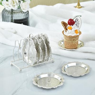 Vassoio Vintage in Acciaio Inossidabile Goffrato, Piatto da Portata per Dolci, Organizer per Gioielli, Piatto per Snack, Decorazione per Tavola da Pranzo