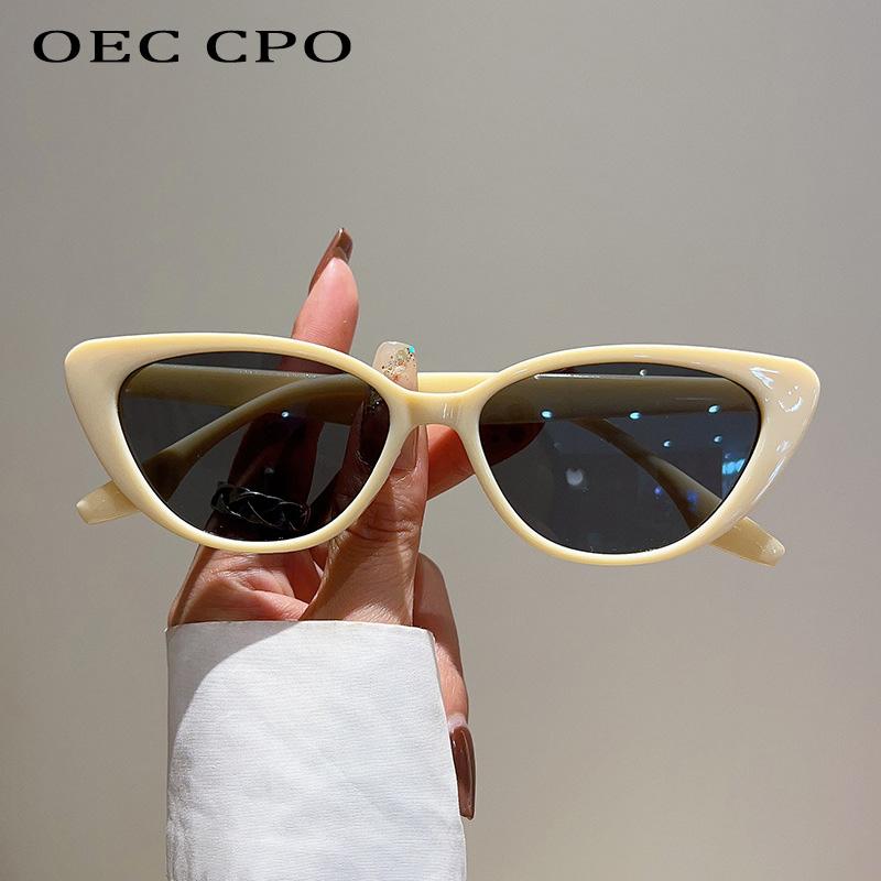 OEC CPO Cat Eye Sunglasses Small Frame Leopard Color Shades UV400 Fashion Sun Glasses for Women Trending Eyewear for Men 2025