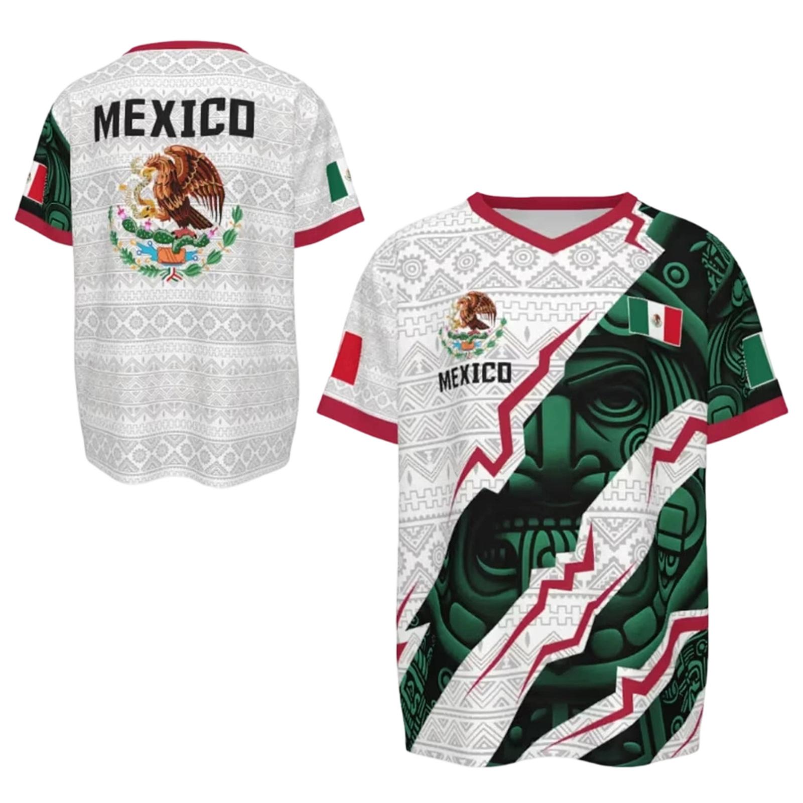 Youth Soccer Jersey Mexico Retro Style Short Sleeve Athletic Shirt Lightweight Breathable Fabric for Boys Girls 140 белый