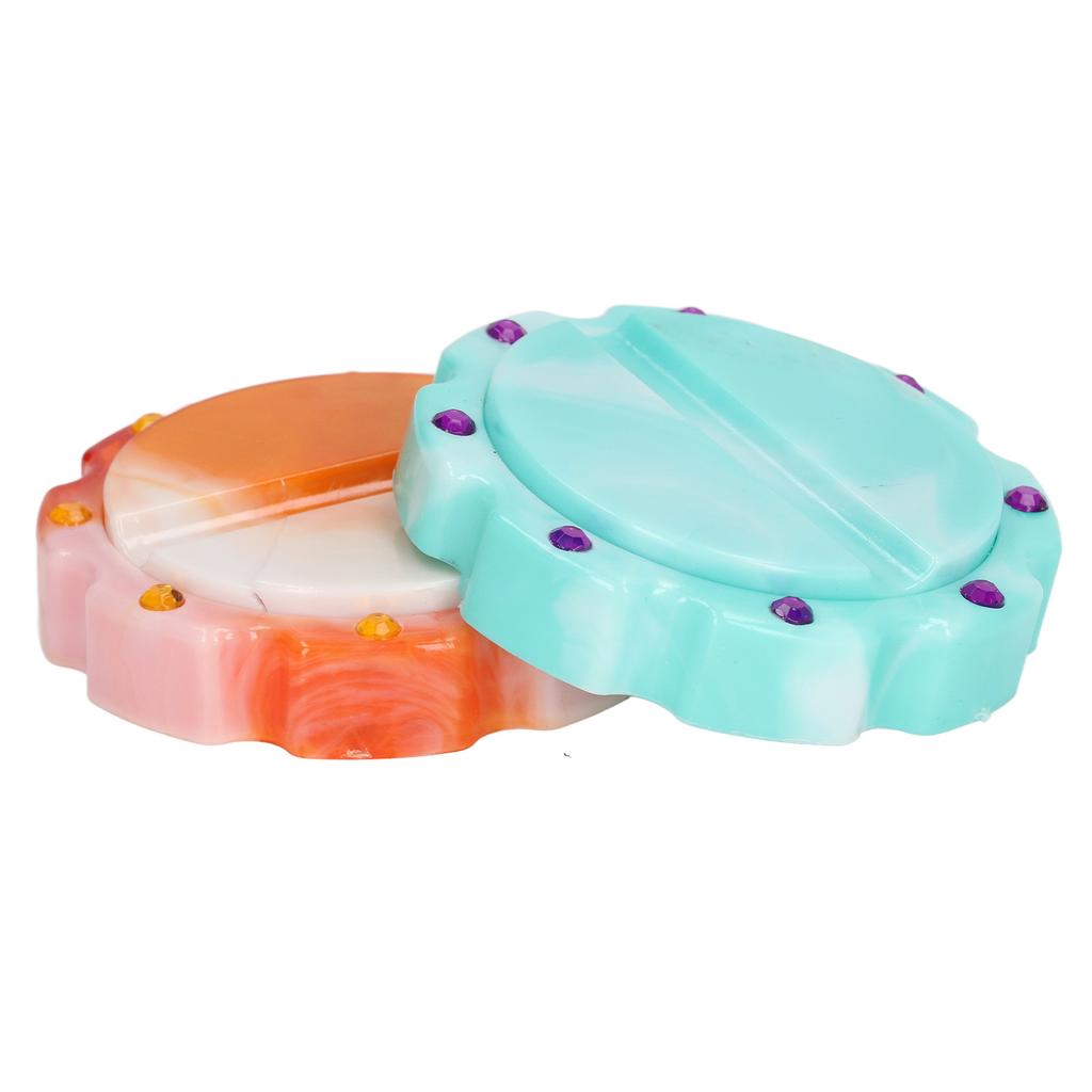 2 Pcs Cyan Yellow Portable Storage Disc Needle Sucker Round Plastic Magnetic Sewing Needle Holder with 32 Needle