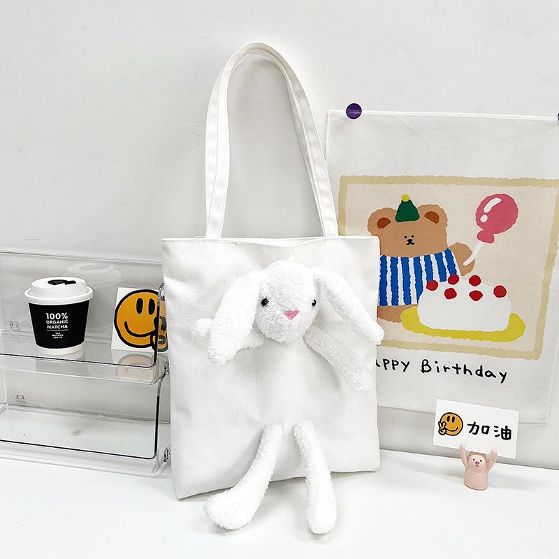 Canvas bag new women's bag fashionable sweet cartoon shoulder bag handbag