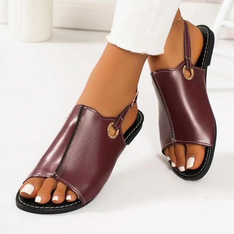 Women's Sandals Summer Trends Buckle Women's Outdoor Beach Roman Shoes Simple Handmade Brand Women's Shoes