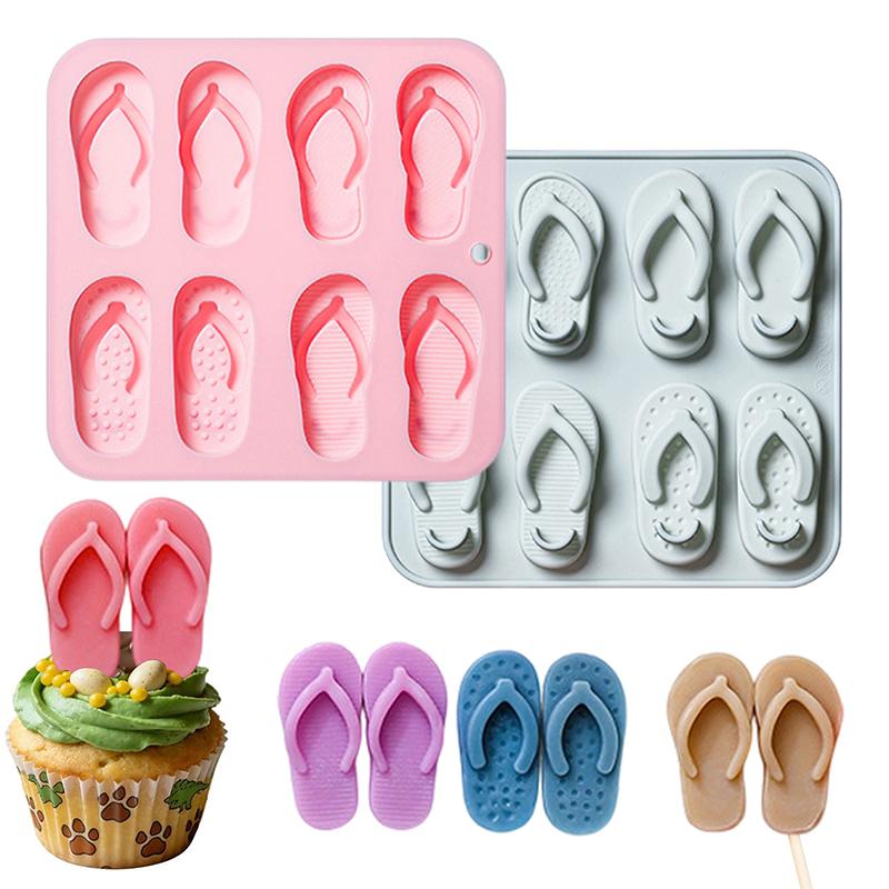Scarpe da Spiaggia Stampo in Silicone Ciabatte Estive Stampo per Fondant per Compleanno, Festa, Decorazione Torta e Vaschetta per Ghiaccio