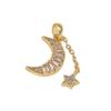Elegant Star and Moon Crescent Pendant with Square Cut and Small Diamonds on Clavicle Chain