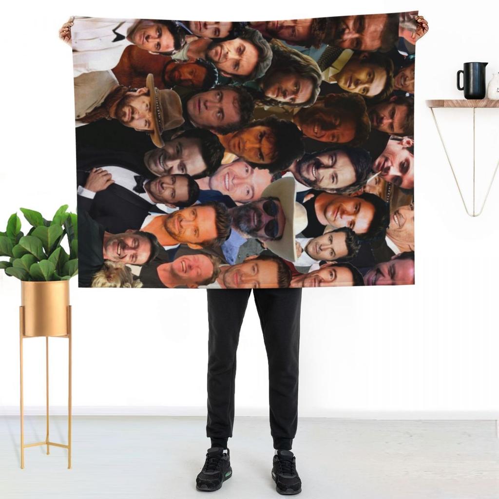 Hugh Jackman Photo Collage 2 Throw Blanket Stain Resistant Cozy Warm Blanket