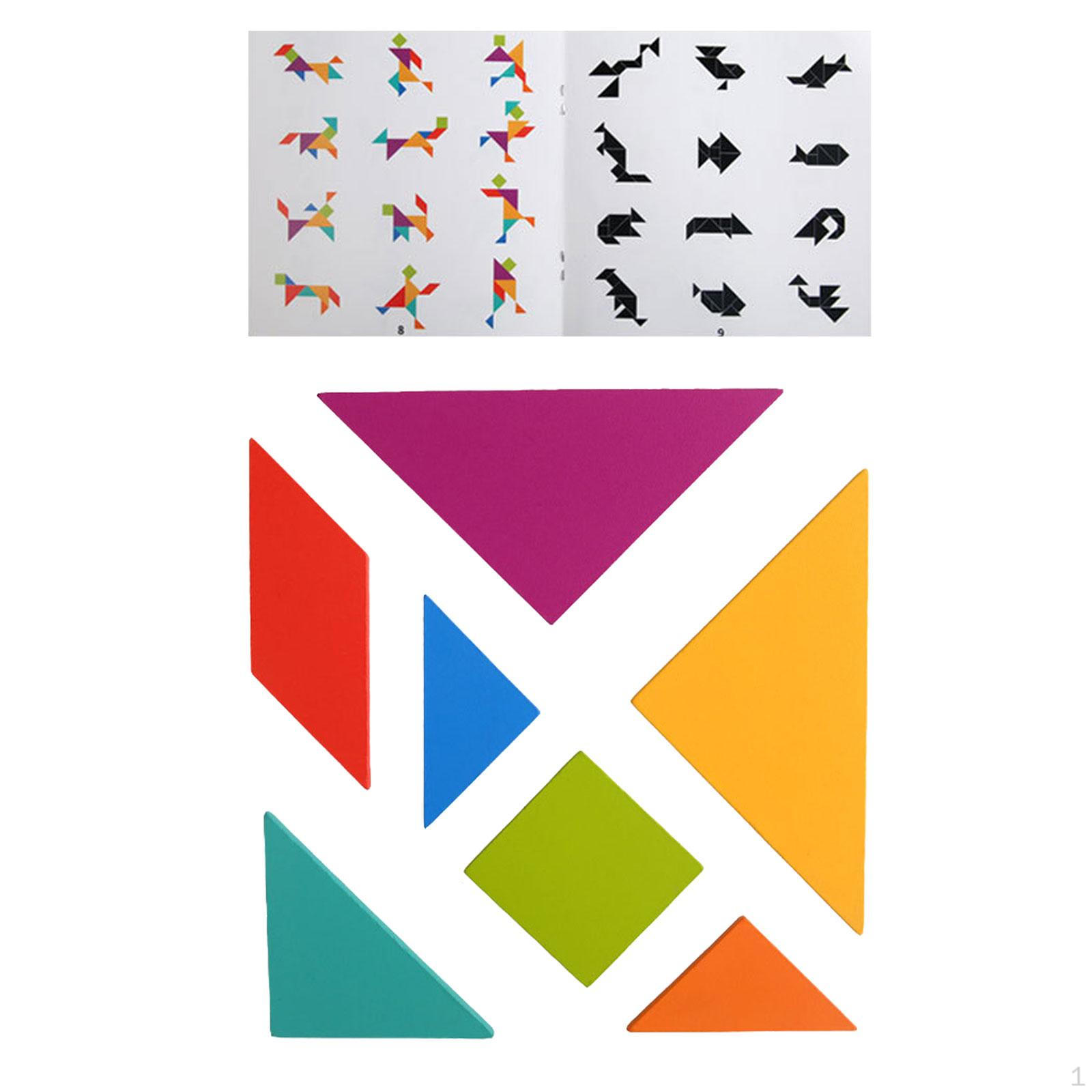 Wooden Pattern Blocks Tangram Shapes Puzzle Set for Kids Children Classroom