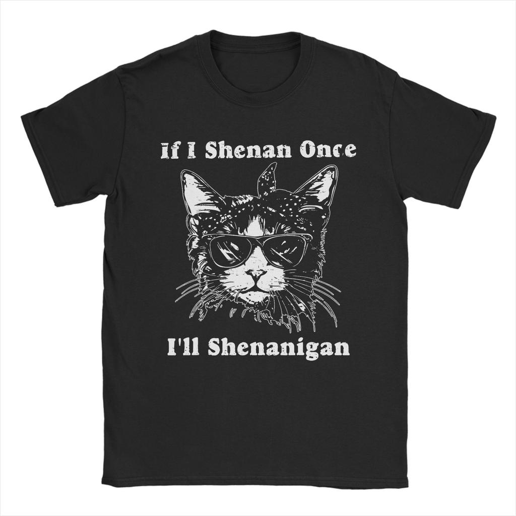 Si je Shenan Une fois Ill Shenanigan T-shirt Plage Hip Hop T-shirts Homme 100% Coton Col Rond Oversize Hauts Manches Courtes