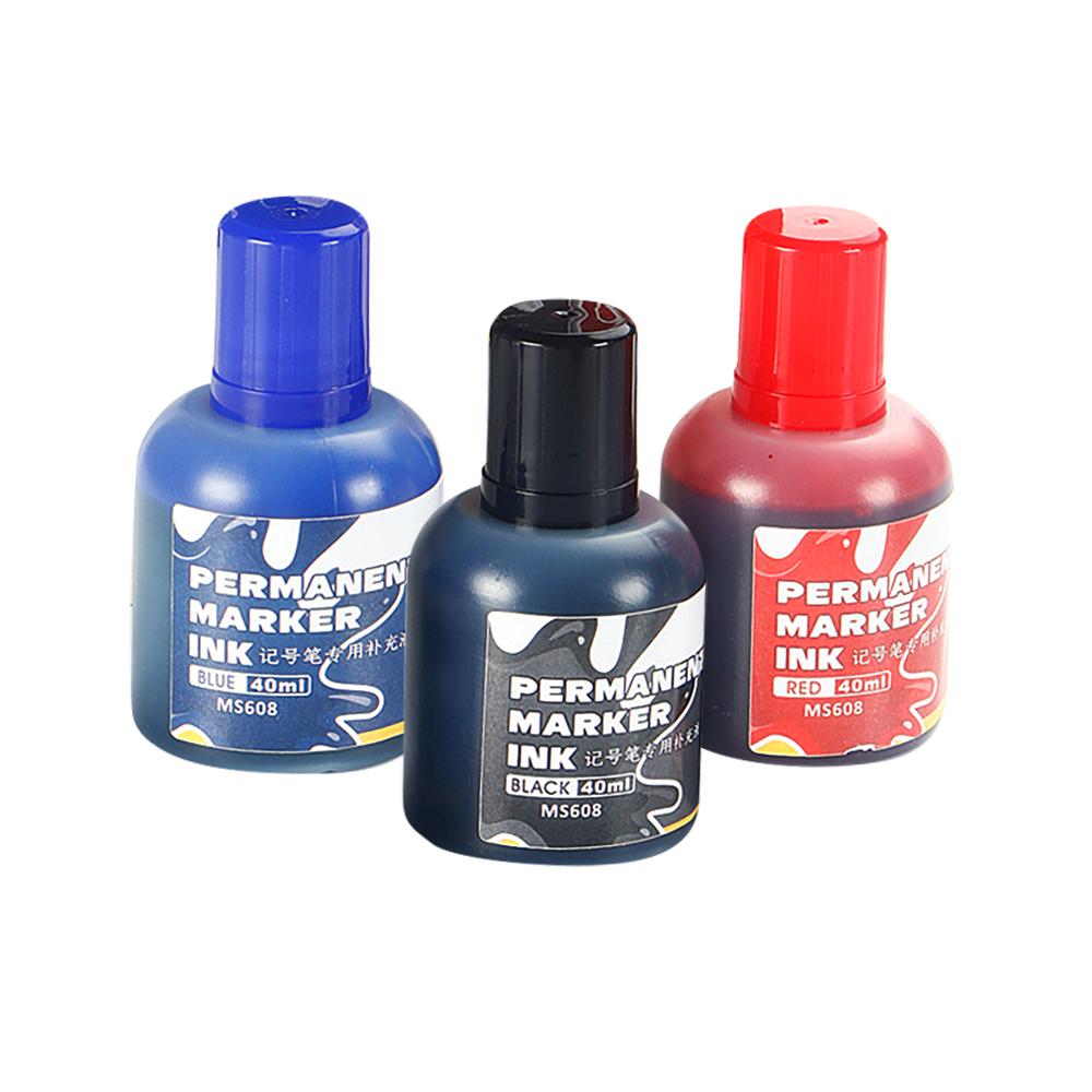 3 Colors Permanent Marker Ink,40ml,Oily,Quick-Drying,Waterproof And Non-Fading,Non-Erasable Marker Ink Refill 1 Box