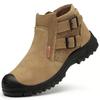 Fashion High Top Safety Shoes Man Steel Toe Work Shoes Protective Work Safety Boots for Men Women Non-slip Suede Leather Welder Shoes
