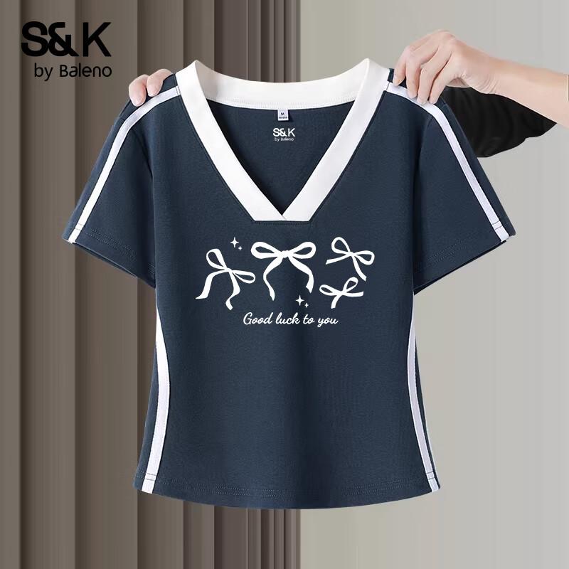 Baleno S&K Women s Contrast V-Neck T-Shirt L
