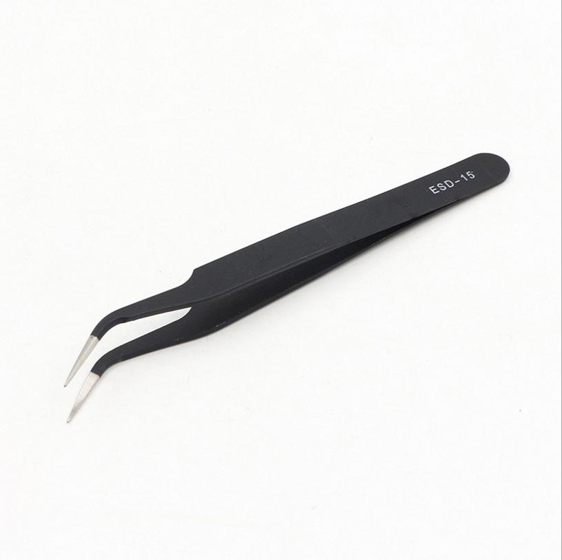 Pointed Elbow Stainless Steel Antistatic Tweezers for Reparing