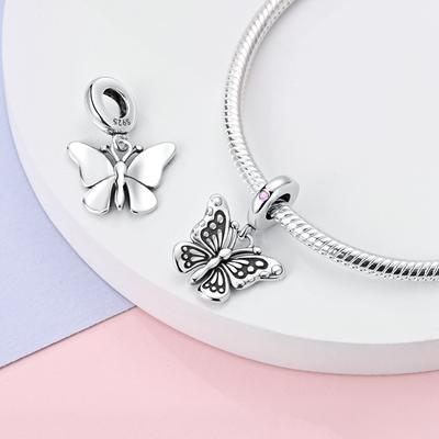 Retro Black Butterfly Pendantscopper Plated Original Beads Fit Originalcharms Bracelet Beads Jewelry Gifts For Women