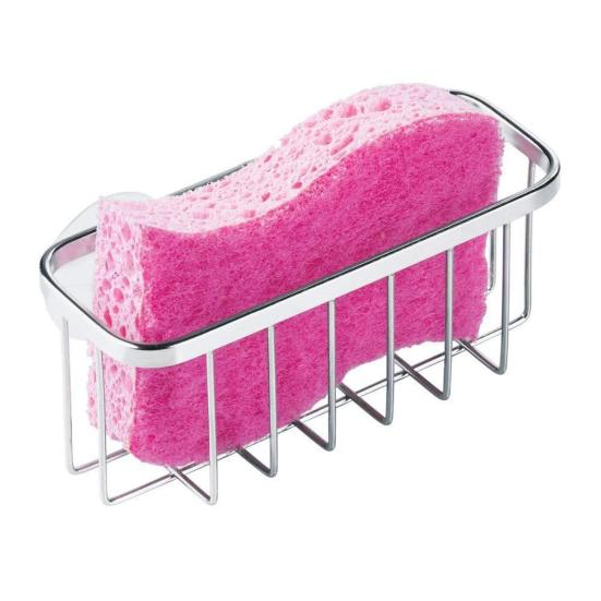 1 Set Sponge Rack Powerful Suction Cup Lightweight Kitchen Sink Sponge Brush Drainable Rack for Home Kitchen