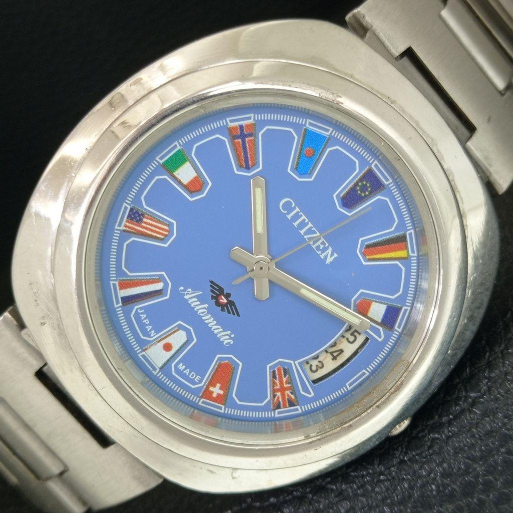 GENUINE VINTAGE CITIZEN AUTOMATIC 8200 JAPAN MENS BLUE DIAL WATCH a709325-1