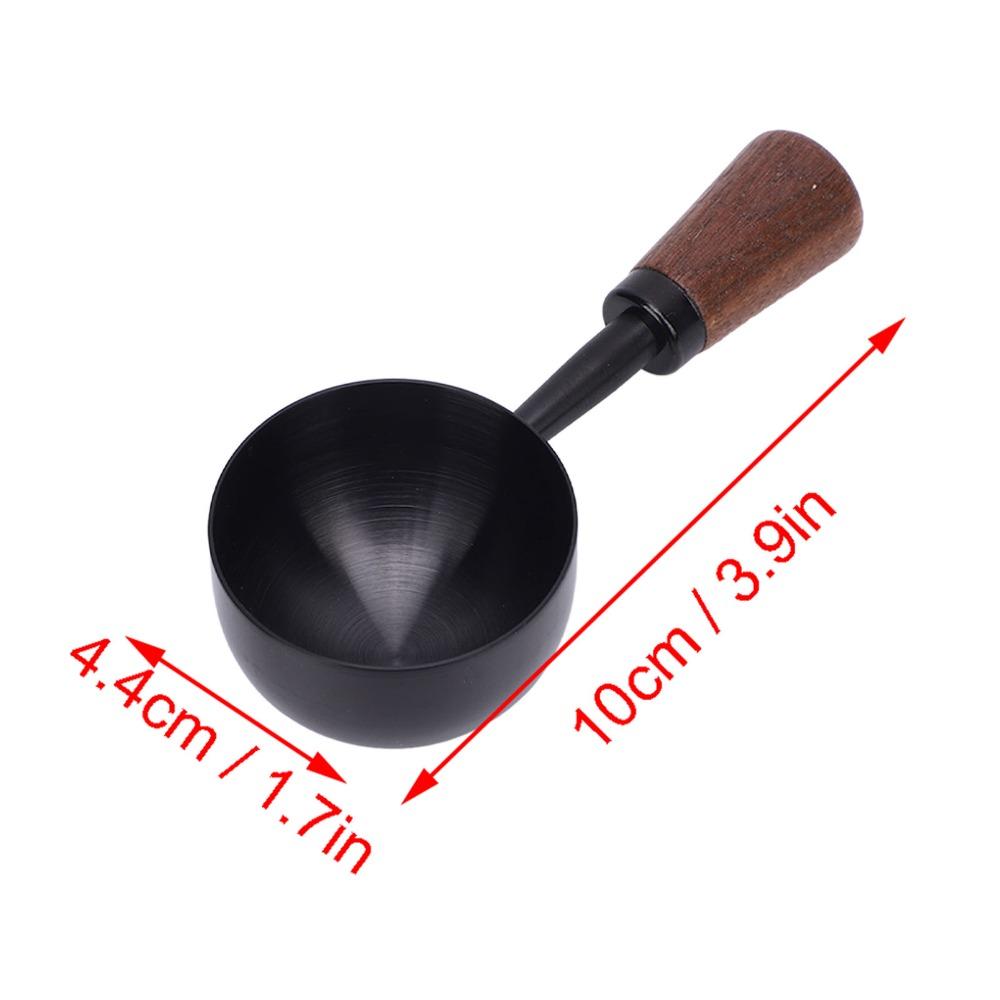 Kaffeelöffel im Vintage-Stil 304 Edelstahl Kurzer Holzgriff Teemesslöffel Schwarz 30 ml Fassungsvermögen Kaffeebohnenlöffel