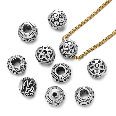 5pcs Multiple Styles Alloy Hollow Loose Bead Big Hole Spacer Beads for Bracelet Necklace Keychain Jewelry Making Accessories