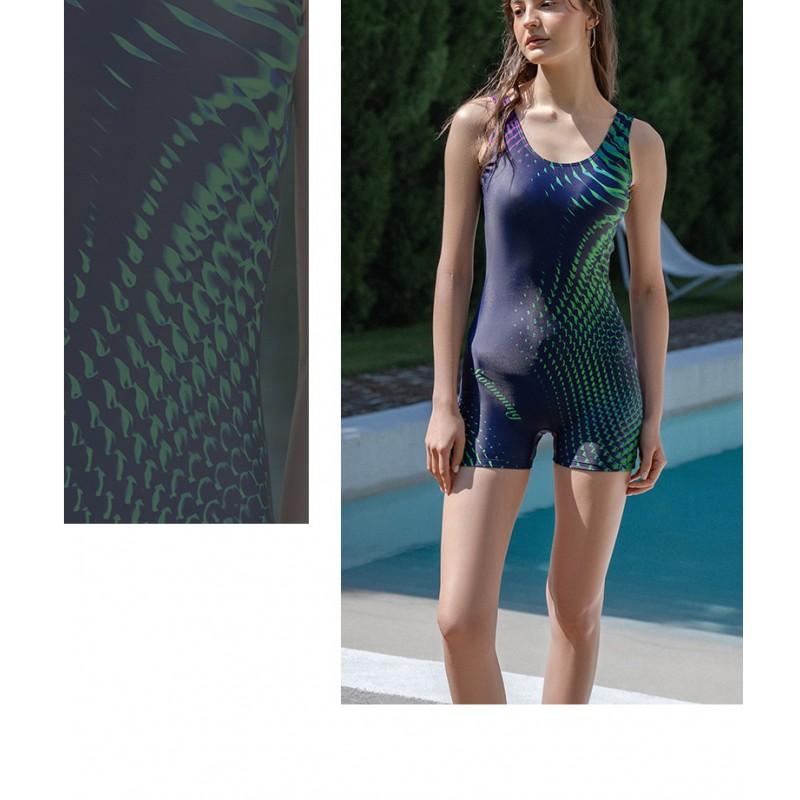 Womens Printed Sleeveless One-Piece Swimsuit Quick-Dry High-Elasticity Modest Swimwear Pool Beach Vacation Plus Size