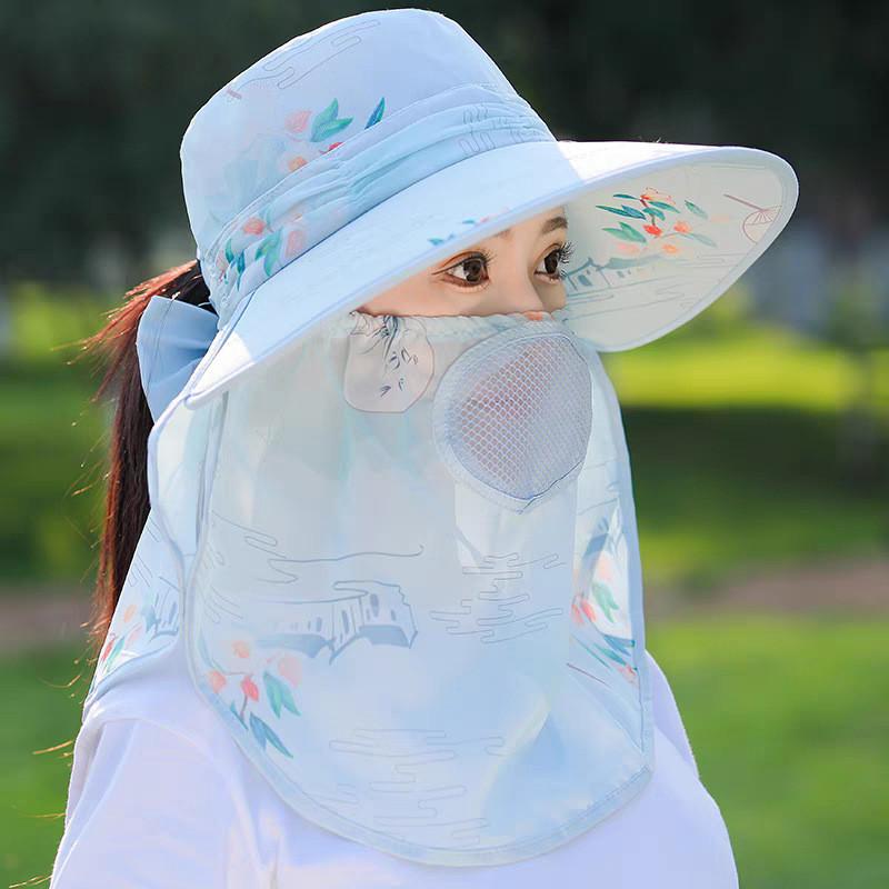 Sun Protection Wide Brim Hat For Women With Breathable Polyester Fabric And Floral Design For Summer Sunshade