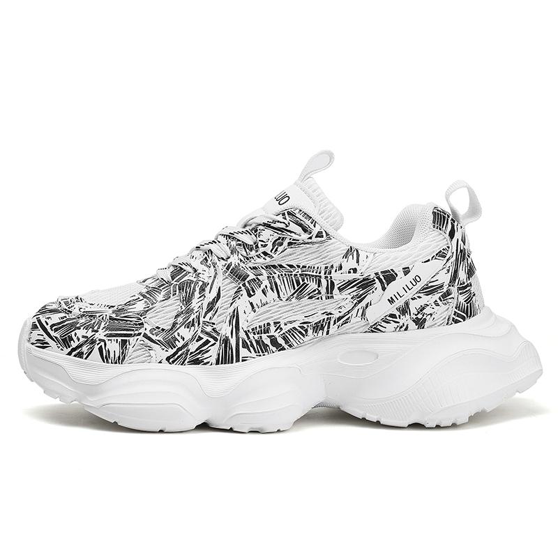 

Men s sports shoes with pattern decorati, thick sole, high heel progressive design, wedding style casual shoes, woven laces, a 44