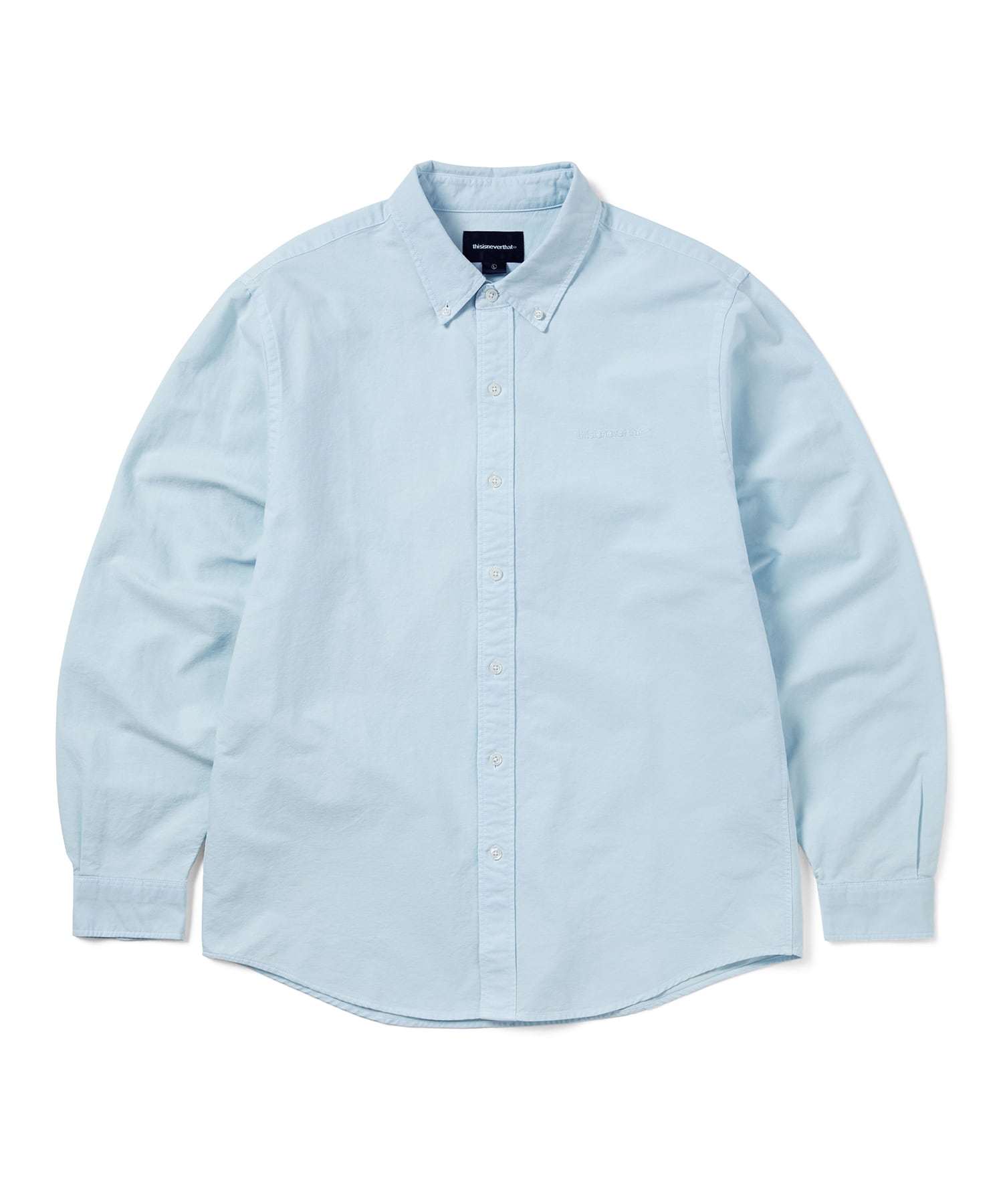 This Is Never That Overdyed T-Logo Oxford Shirt Blue S