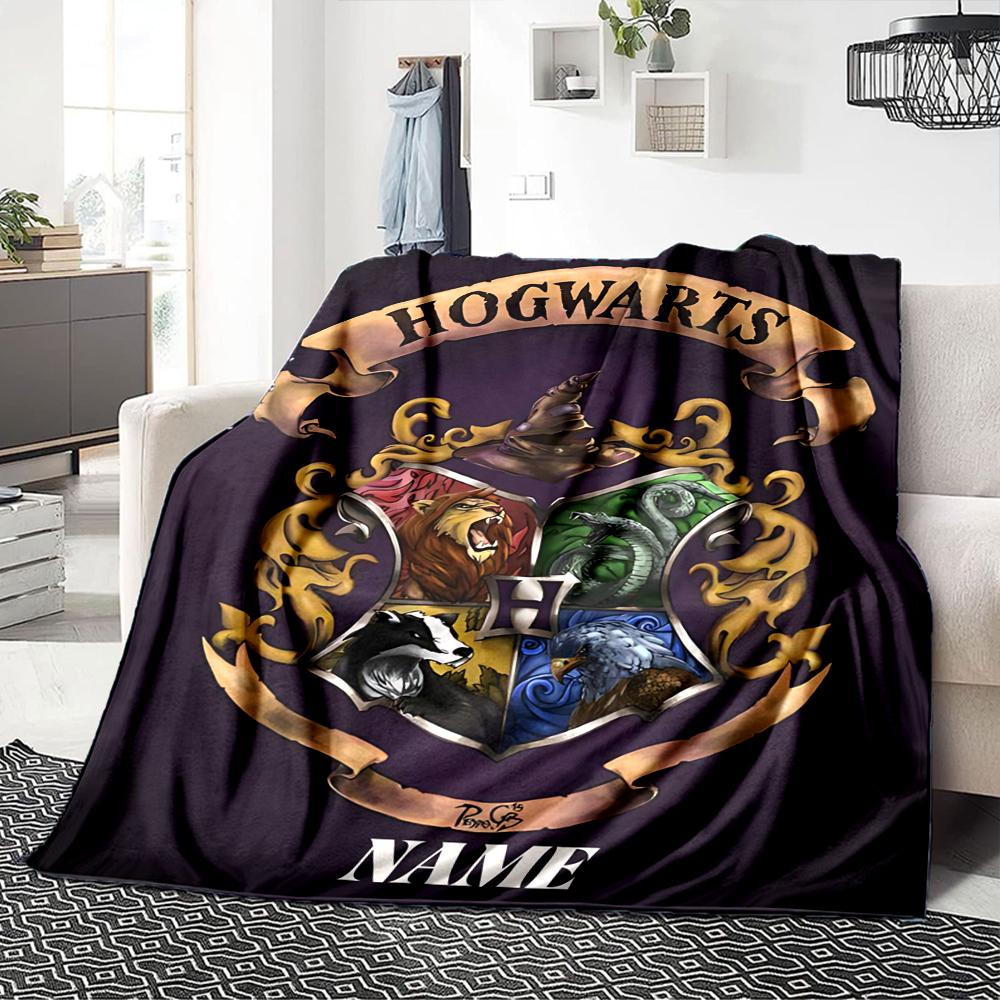Custom Name Hufflepuff Pride Crest blanket for Couch & Bed, Plush Cozy Fuzzy Blanket Super Soft & Warm Blankets for Fall and Winter. 090875