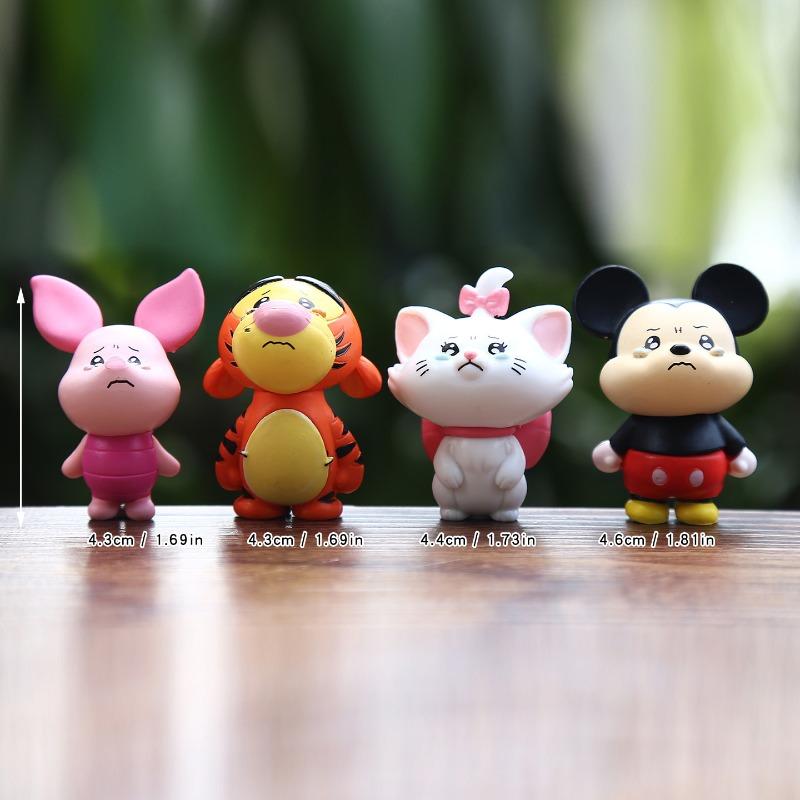 Disney Kawaii Teary Eyed Crying Figure Q Version Figurine Cartoon Keychain Mickey Mary Cat Piglet Mini Ornament Bag Decor Gifts Random 1 piece