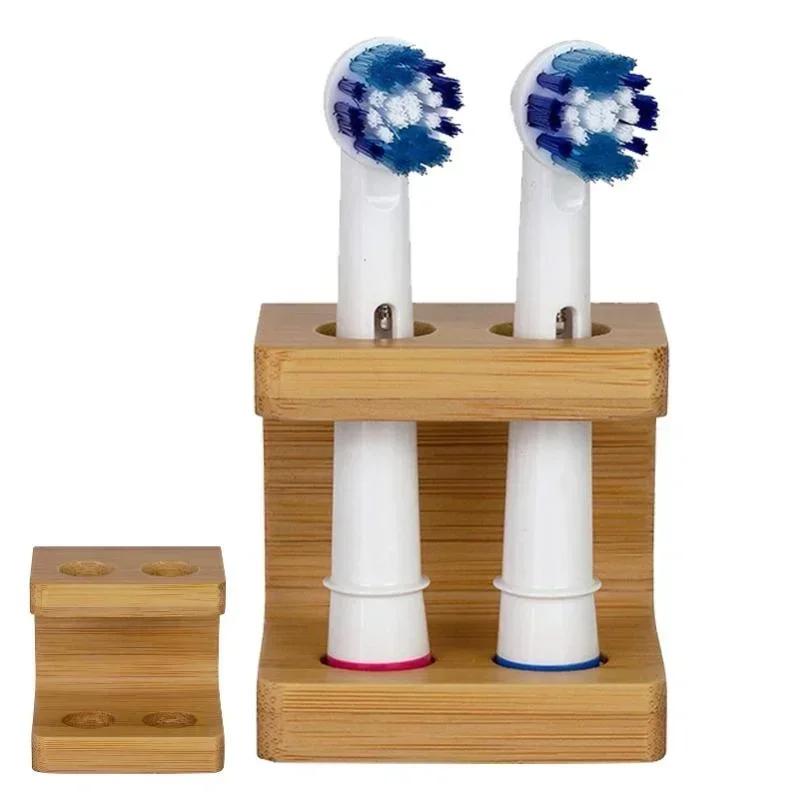Mini Multi-slots Bamboo Stand for Toothbrush Head Space Saving Bathroom Electric Toothbrush Head Holder Non Slip Durable