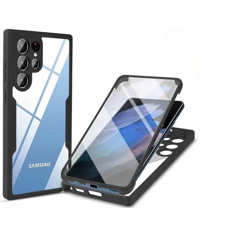 360 Clear Phone Case for Samsung Galaxy S24 S22 S25 Ultra Plus S23 FE A05S A54 A16 A06 A36 A56 A26 Creen Full Protection Cover