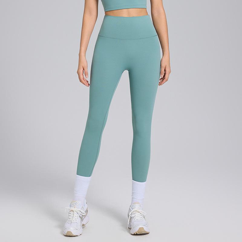 Naked anti-crimping yoga pants women's peach hip lift shaping high waist nine-point leggings sports fitness pants