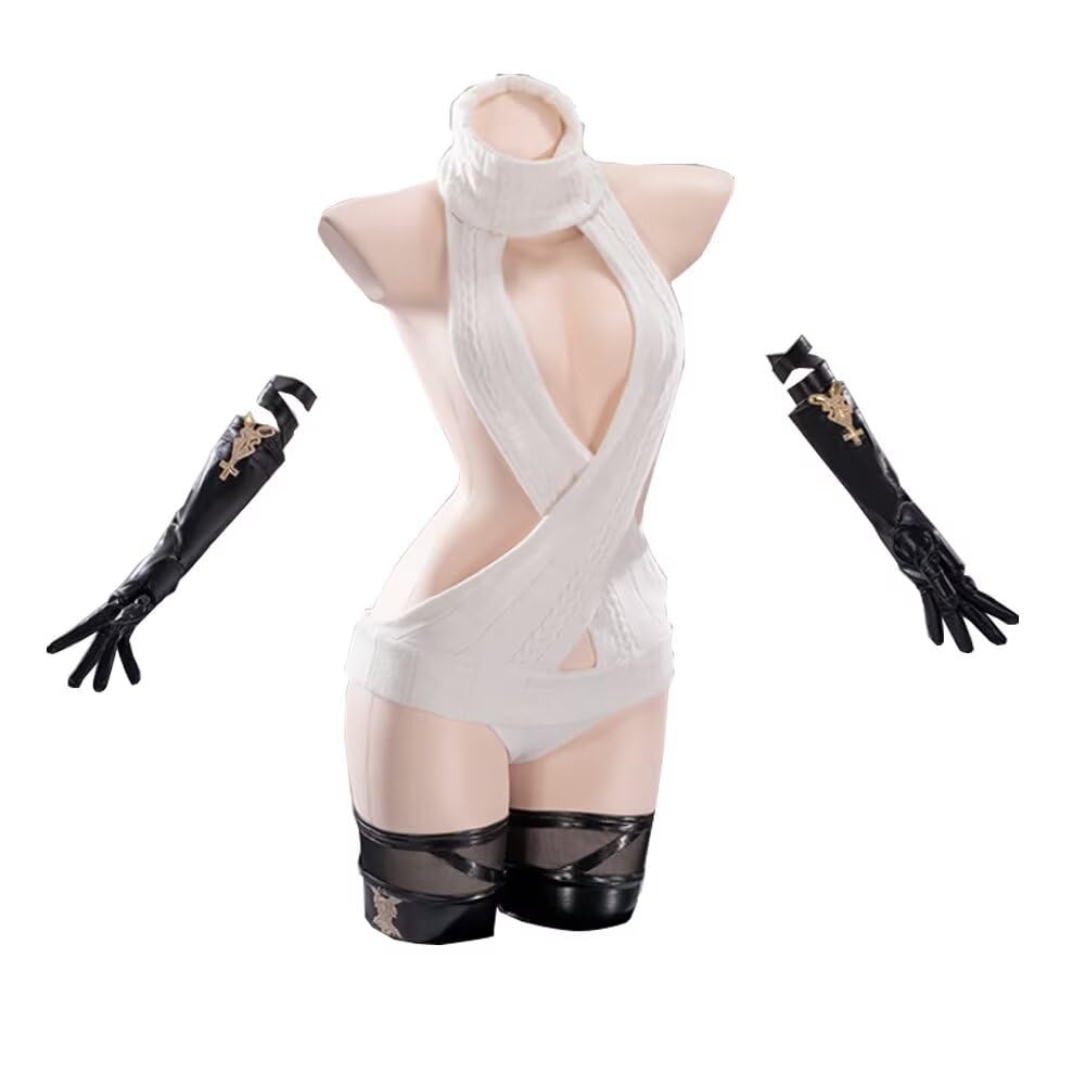 Lavender YoRHa No. 2 Type B 2B Little Devil Cosplay Costume, Christmas Halloween Costume, Sexy Sweater, Sizes L/LL