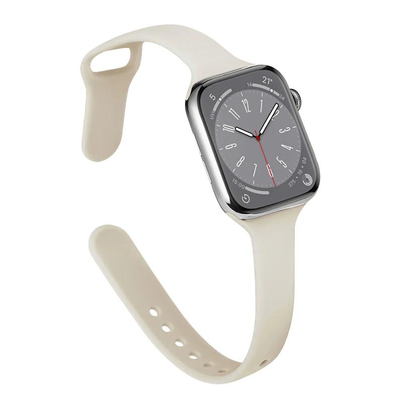Slim Strap for Apple Watch Band 44mm 40mm 38mm 42mm Ultra 49mm Silicone Bracelet Correa iWatch Series 6 Se 5 4 3 7 8 45mm 41mm