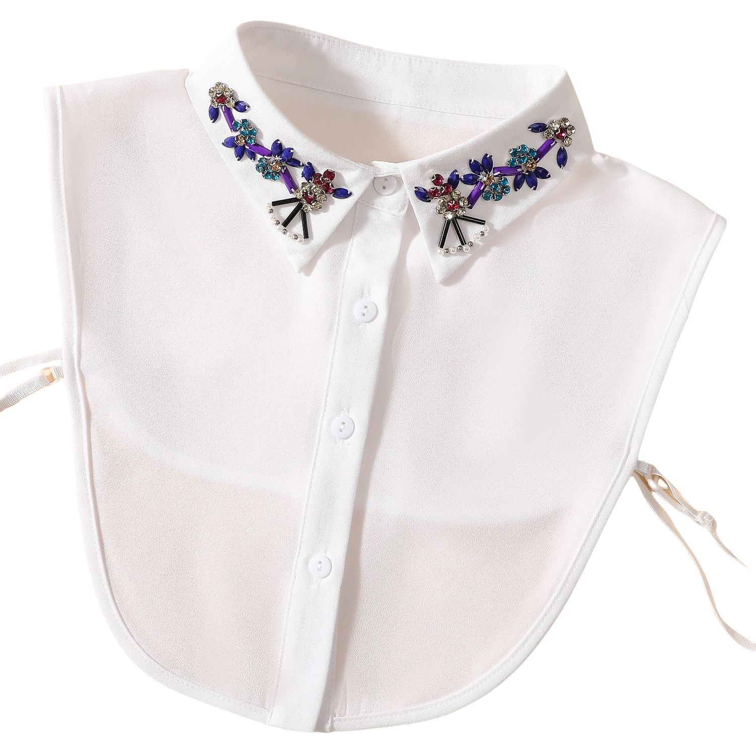 Новинка Съемный декоративный воротник для рубашек - Универсальный воротник-обманка с ручной вышивкой бисером