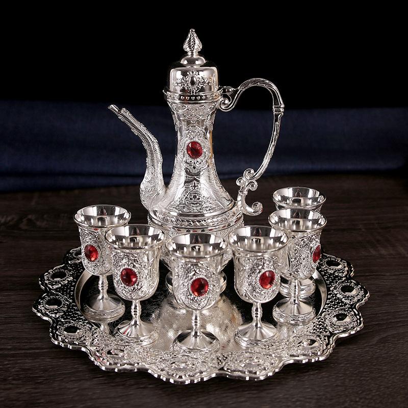 Wine Set Household European Baijiu One-bite Cup Small Eight-piece Set Personalized Small Wine Glass Holder Wine Set Creative Ornament