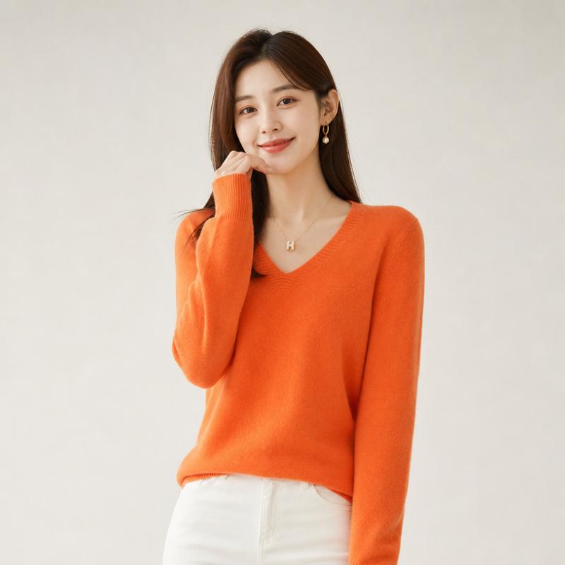 Women S V Neck Long Sleeve Pullover Knit Sweater Plus Size